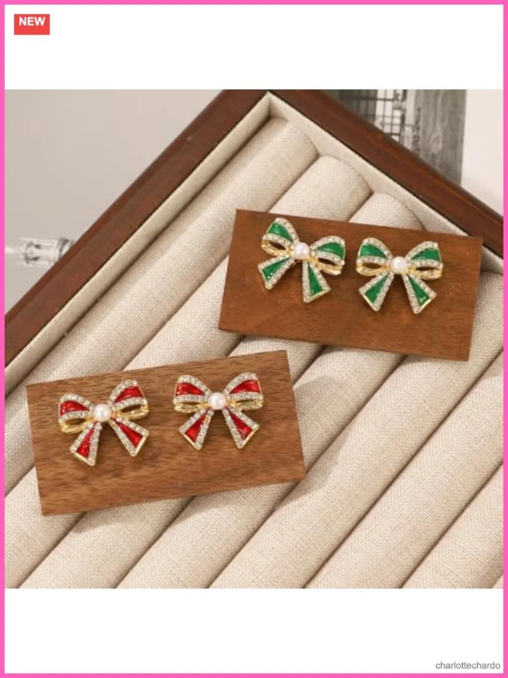 Gold Bow Stud Earrings Rhinestone Pearl Bowknot Women Wedding Party